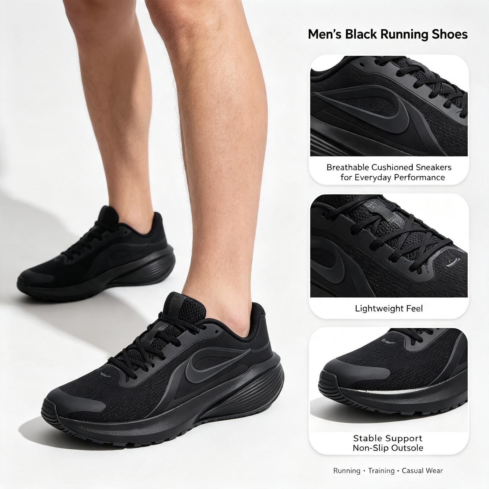 Men'S Shoes Nike Black - Chaussures de course Nike noires pour