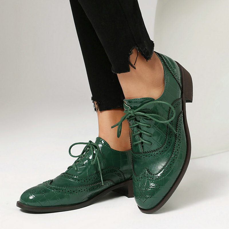 Oxford Brogue Leather - Chaussures Oxford Brogue pour femmes à