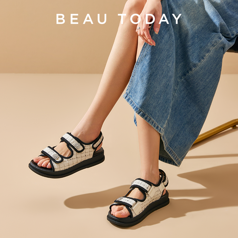 Velcro Strap Sandal - BeauToday – sandales plates à bout