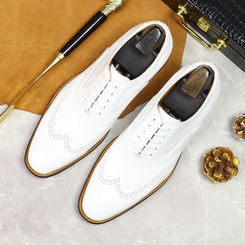 Oxford Brogue Leather - Chaussures Brogue à Lacets en Cuir