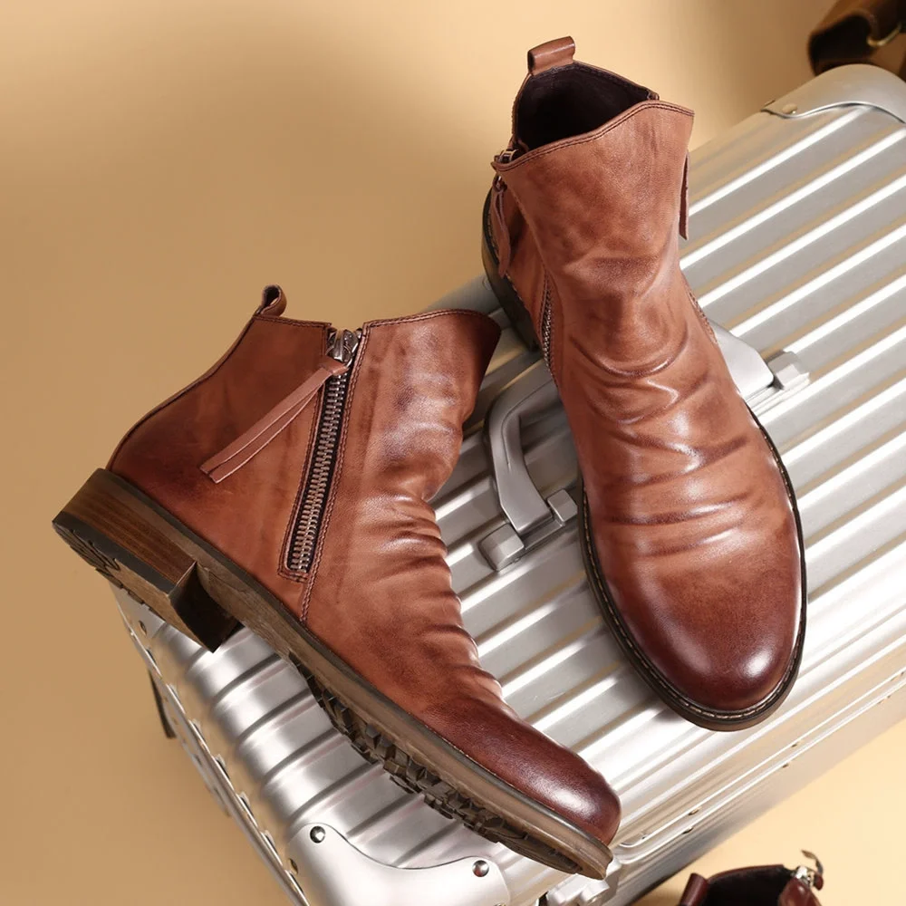 Men'S Shoes Low Top - Bottines Chelsea en cuir pour hommes,