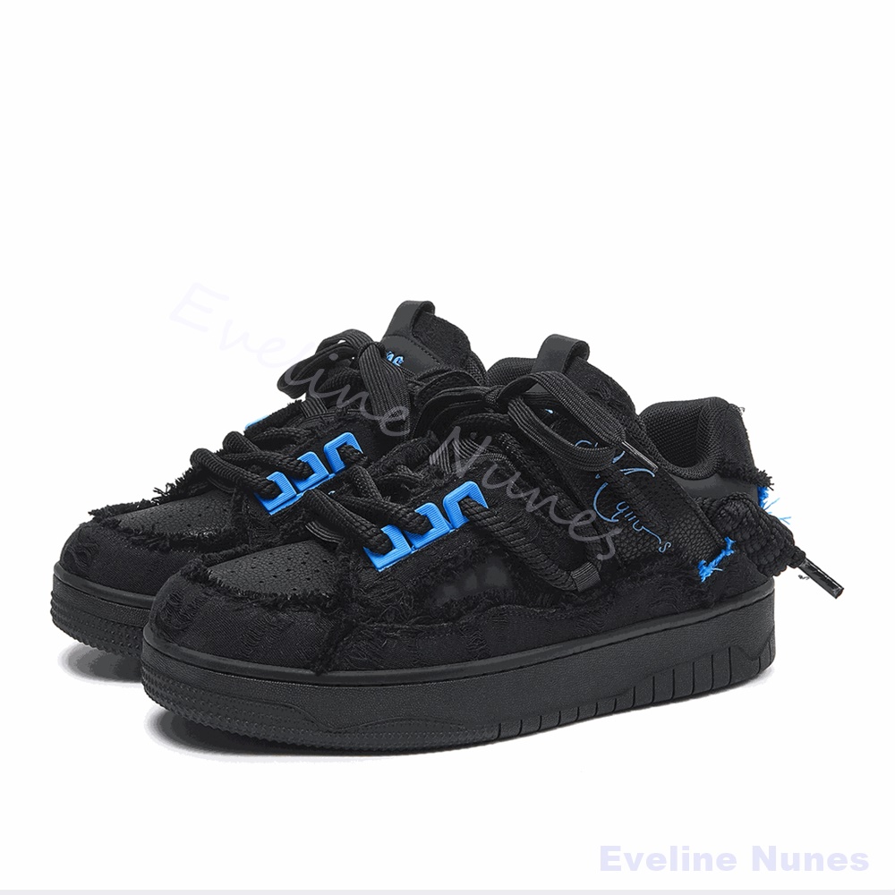 Men'S Shoes Low Top - Chaussures de skate à plateforme noires