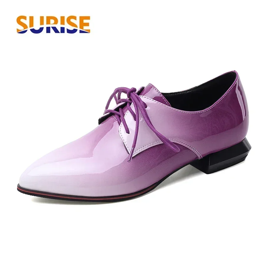 Oxford Brogue Leather - Femmes britanniques Oxfords dégradé rouge violet