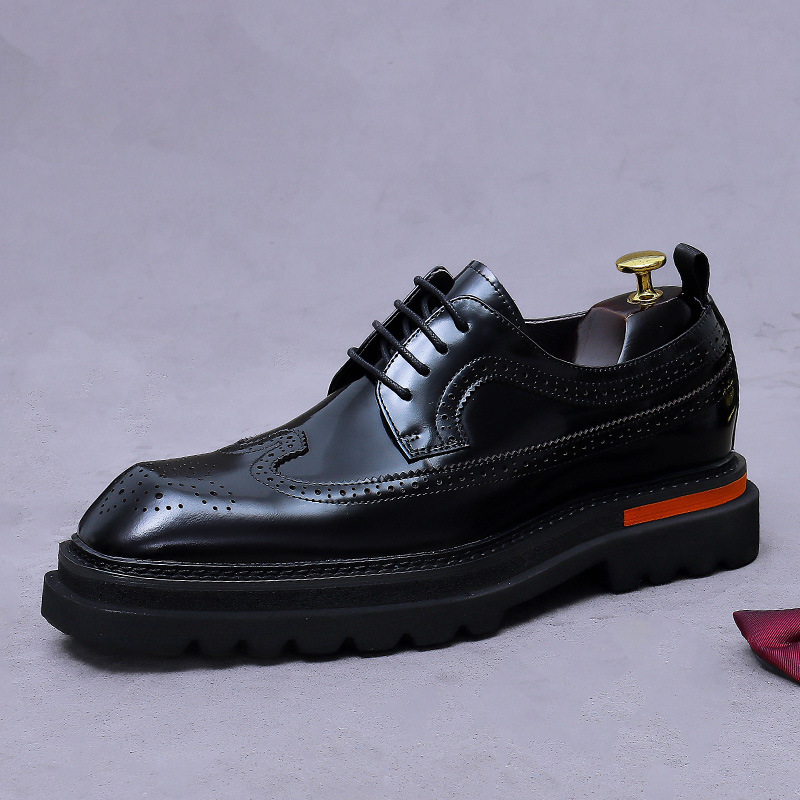 Oxford Brogue Leather - Chaussures Oxford à plateforme pour hommes,