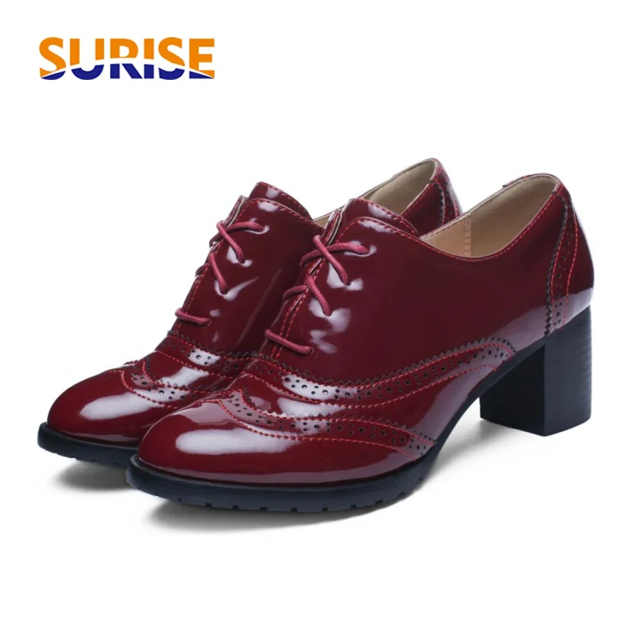 Oxford Brogue Leather - Oxfords-Escarpins britanniques en cuir verni pour