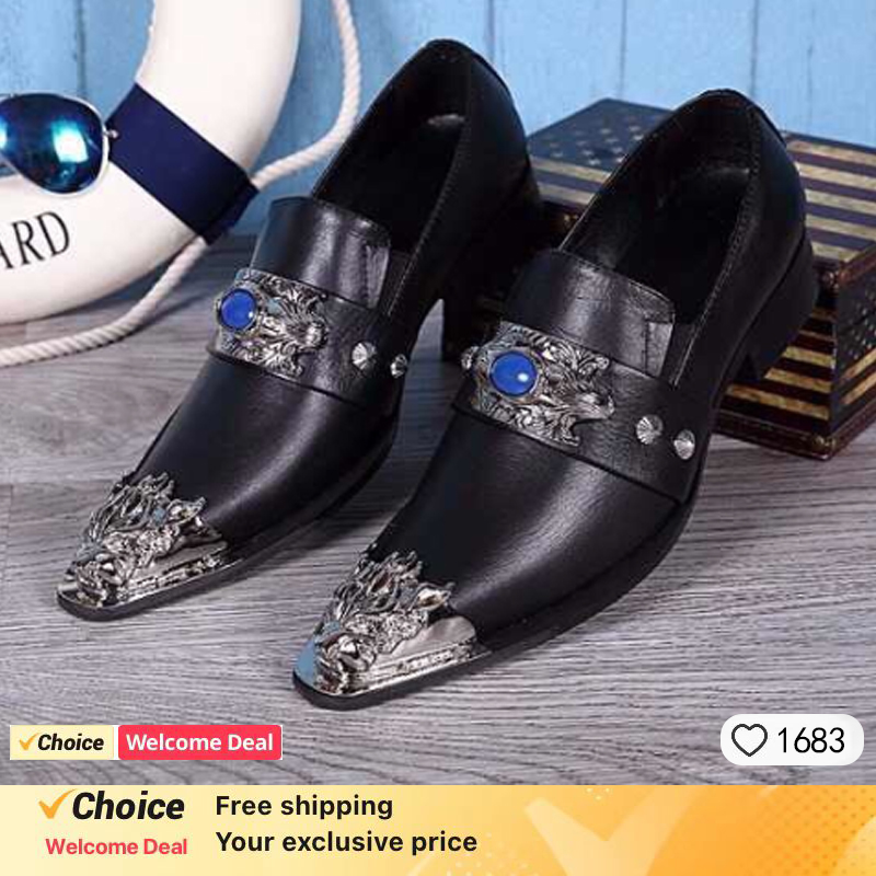 Oxford Brogue Leather - Chaussures provoqué en cuir pointu de