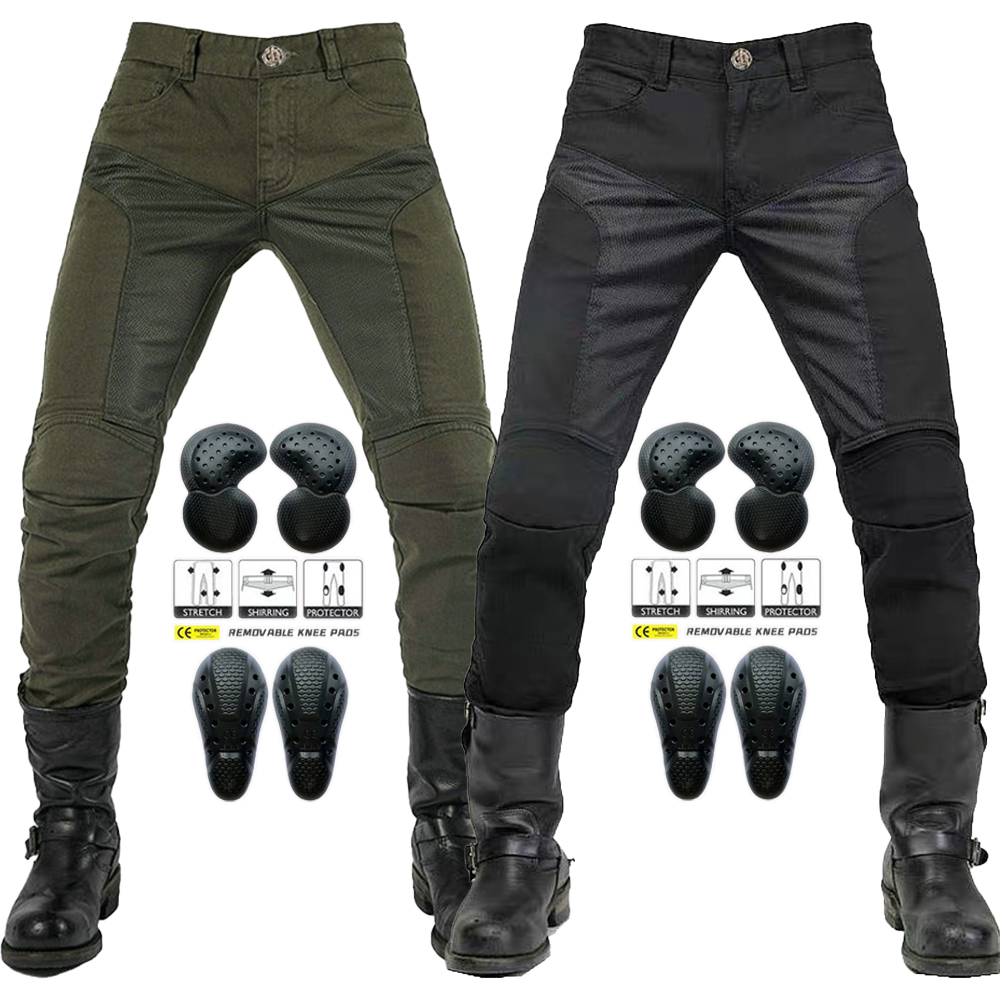 Men'S Shoes With Jeans - Jeans d'équitation de moto en maille
