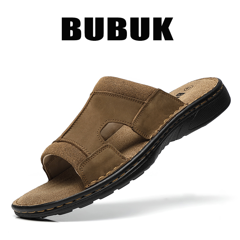 Men Shoes Velcro - Bubuk – pantoufles d'extérieur en cuir