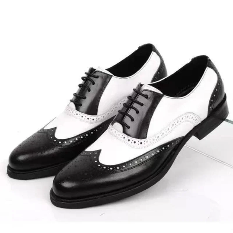 Oxford Brogue Leather - Couleurs mélangées hommes chaussures habillées rétro