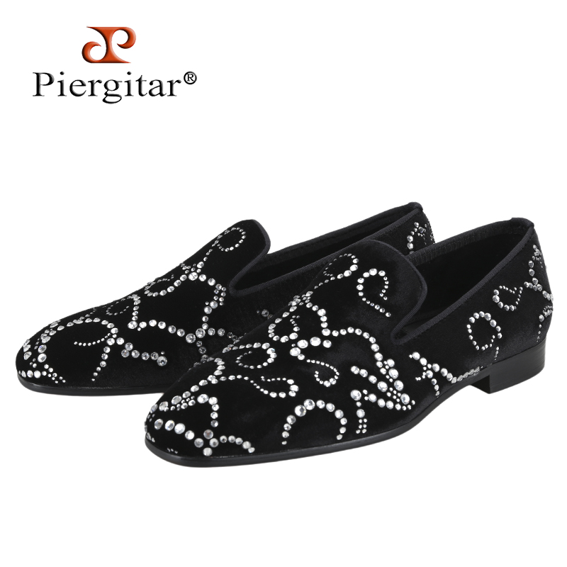 Men Shoes Red Bottom - Piergitar-Mocassins en Velours Noir et Octopissenlit