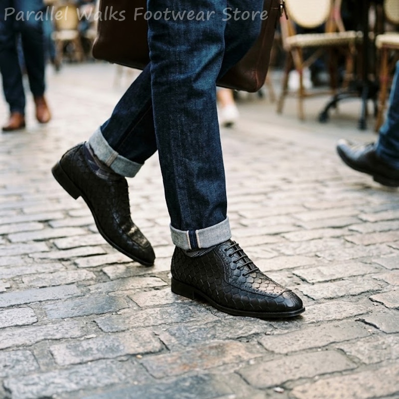Oxford Brogue Leather - Chaussures Oxford pour hommes en cuir