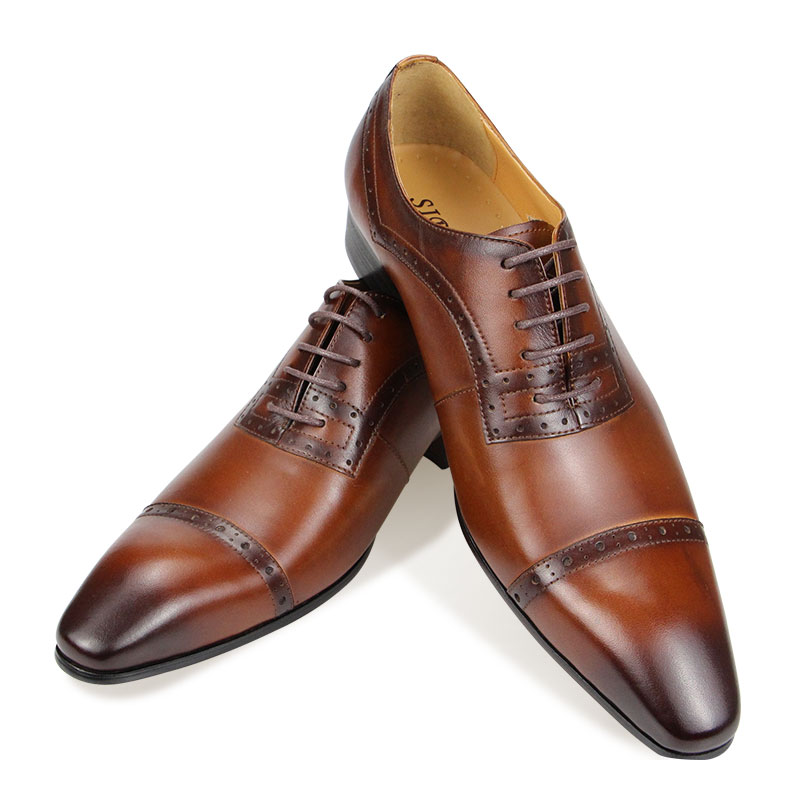 Oxford Brogue Leather - Chaussures Oxford en cuir véritable pour