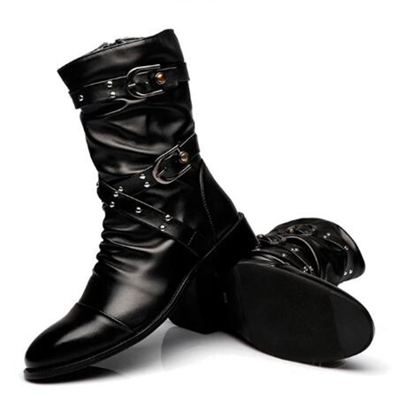 Men Shoes Size 46 - Bottes mi-hautes en cuir pour hommes,