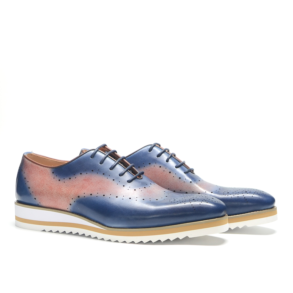 Oxford Brogue Leather - Chaussures Oxford de luxe bicolores à