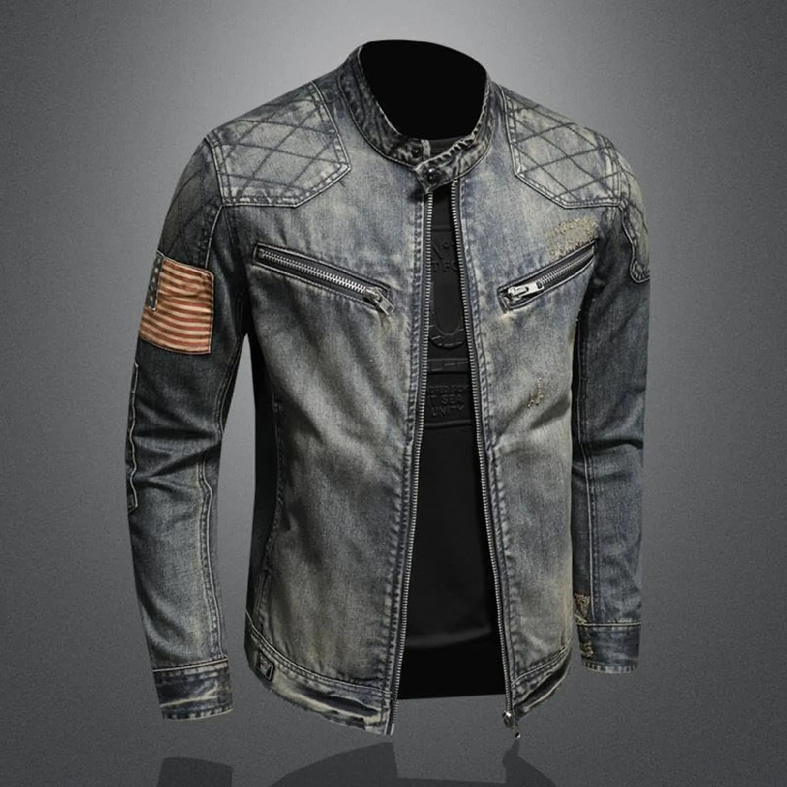 Veste en jean Vintage avec fer - Men'S Shoes With Jeans avis et prix