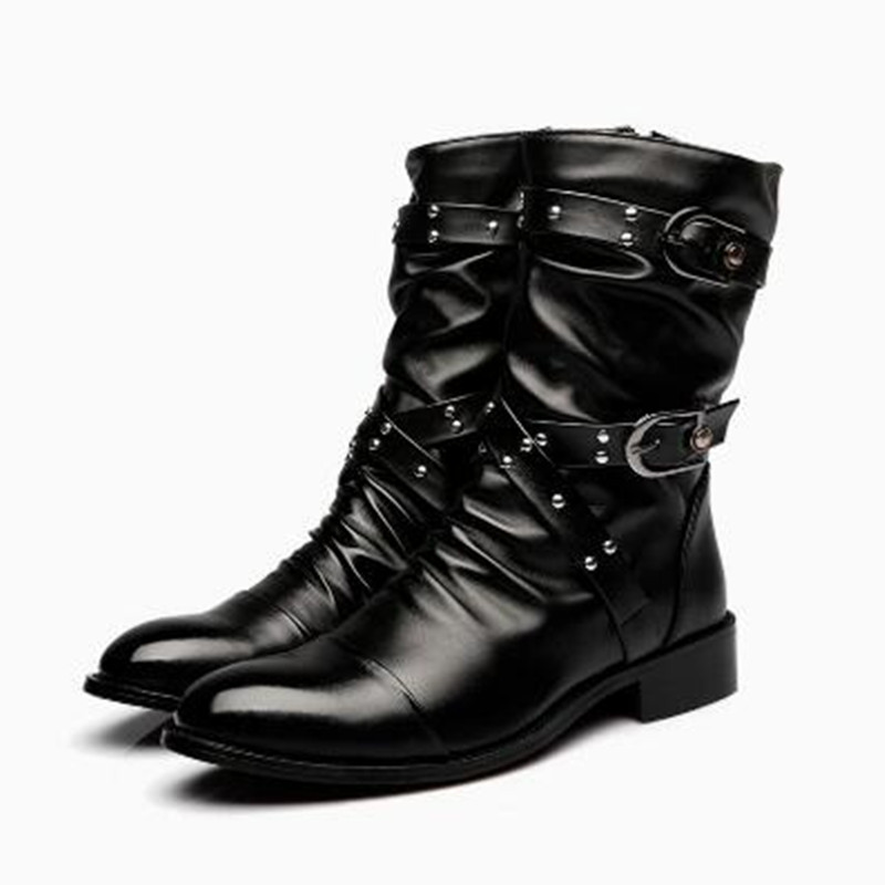 Bottes mi-hautes en cuir pour  - Men Shoes Size 46 avis et prix