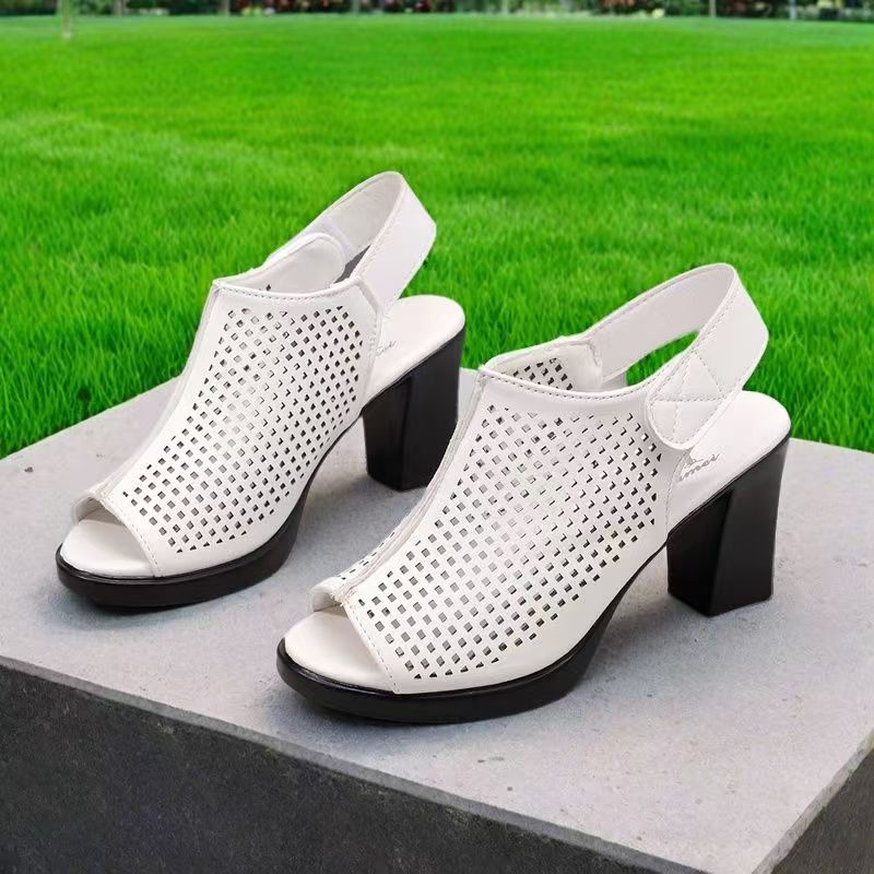 Sandales à talon haut pour fem - Velcro Strap Sandal avis et prix