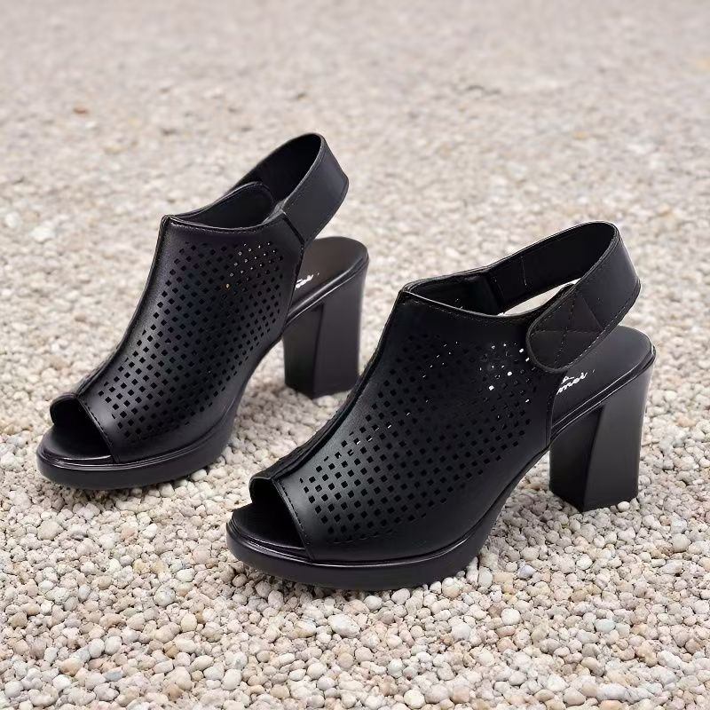 Sandales à talon haut pour fem - Velcro Strap Sandal avis et prix