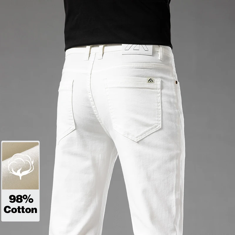 Jeans slim en coton blanc pour - Men'S Shoes With Jeans avis et prix
