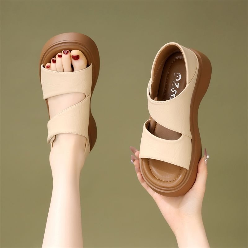 Nouvelles sandales plates noir - Velcro Strap Sandal avis et prix